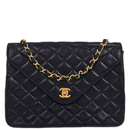 Chanel 1986-1988 Navy Lambskin Shoulder Bag