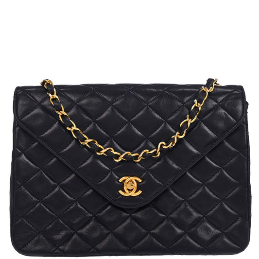 Chanel 1986-1988 Navy Lambskin Shoulder Bag