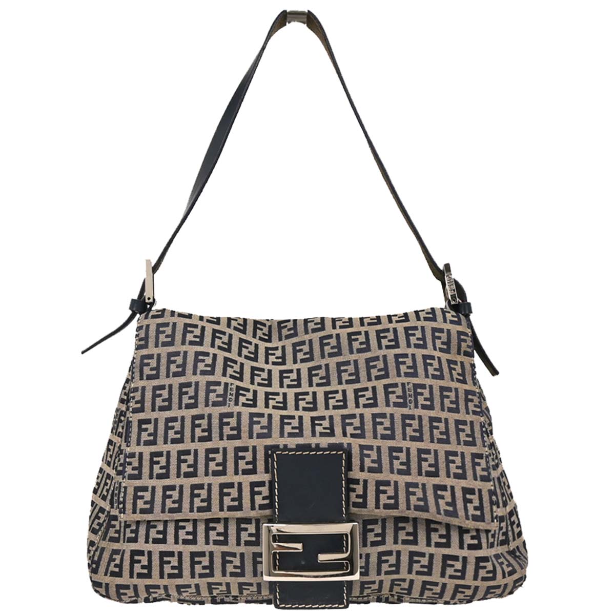 Fendi Gray Canvas Zucchino Mamma Baguette Handbag