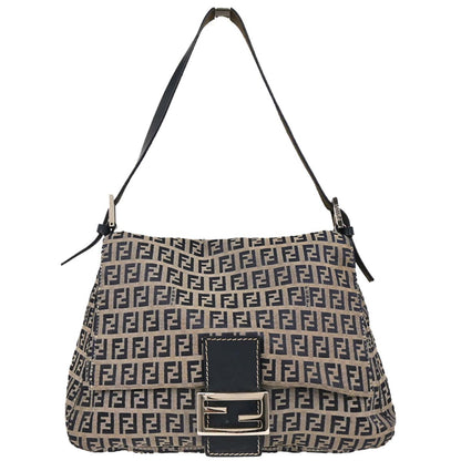Fendi Gray Canvas Zucchino Mamma Baguette Handbag