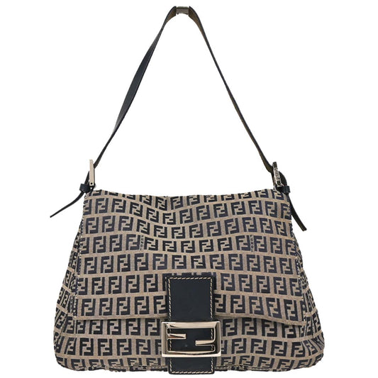 Fendi Gray Canvas Zucchino Mamma Baguette Handbag
