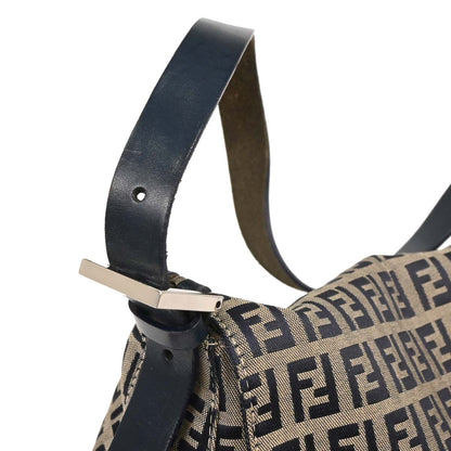 Fendi Gray Canvas Zucchino Mamma Baguette Handbag