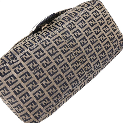 Fendi Gray Canvas Zucchino Mamma Baguette Handbag