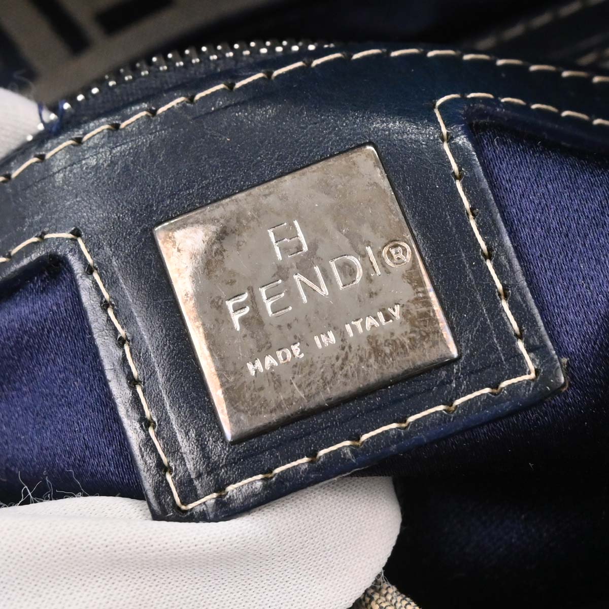 Fendi Gray Canvas Zucchino Mamma Baguette Handbag