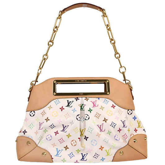Louis Vuitton 2009 White Multicolor Judy GM 2way Shoulder Handbag M40253