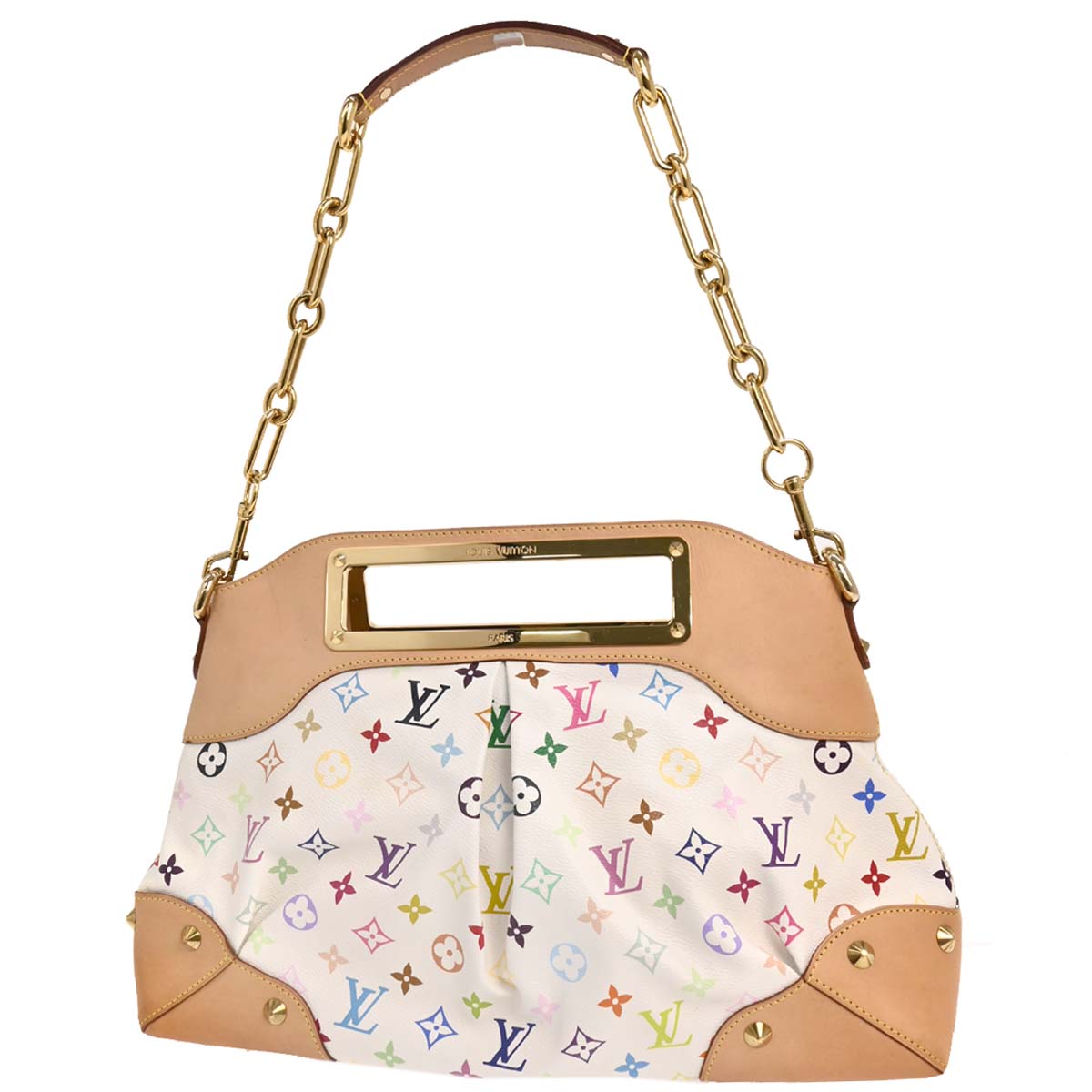 Louis Vuitton 2009 White Multicolor Judy GM 2way Shoulder Handbag M40253