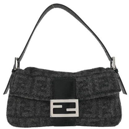 Fendi Gray Wool Zucca Baguette Handbag