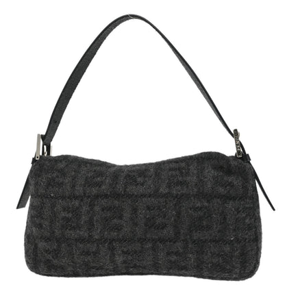 Fendi Gray Wool Zucca Baguette Handbag