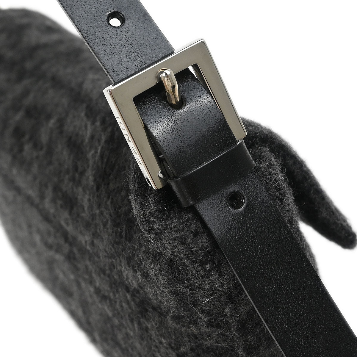 Fendi Gray Wool Zucca Baguette Handbag