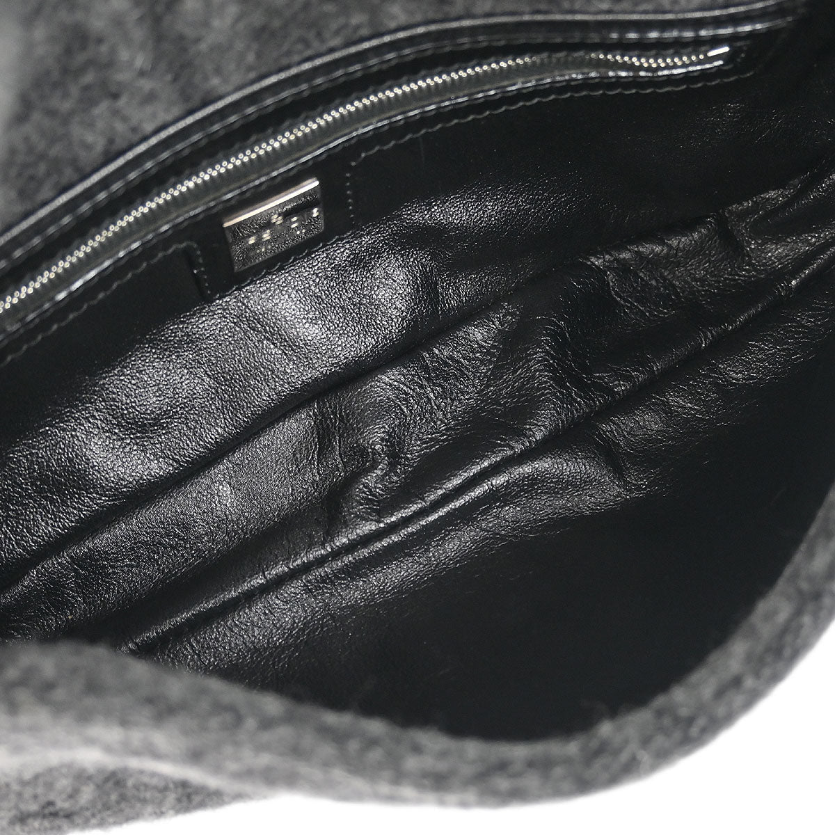 Fendi Gray Wool Zucca Baguette Handbag