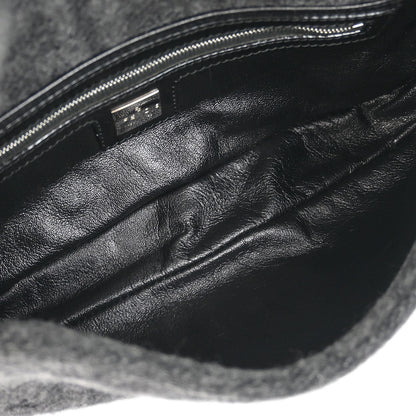 Fendi Gray Wool Zucca Baguette Handbag