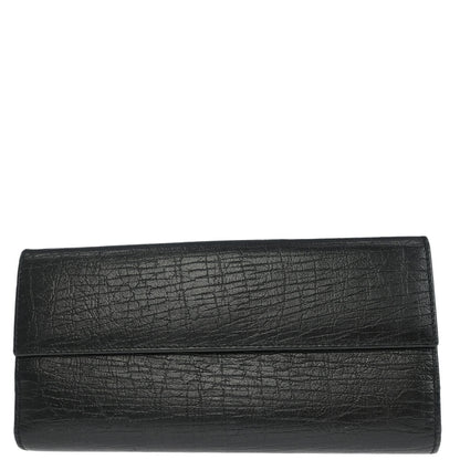 Gucci Black Leather Bamboo Long Wallet