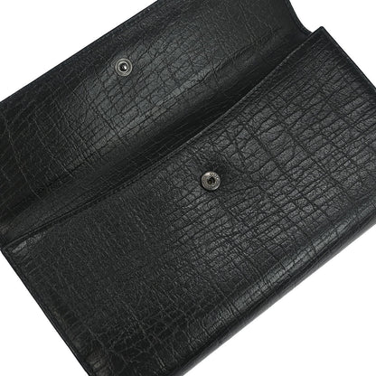 Gucci Black Leather Bamboo Long Wallet