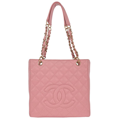 Chanel 2003-2004 Pink Caviar Petite Shopping Tote PST Chain Handbag