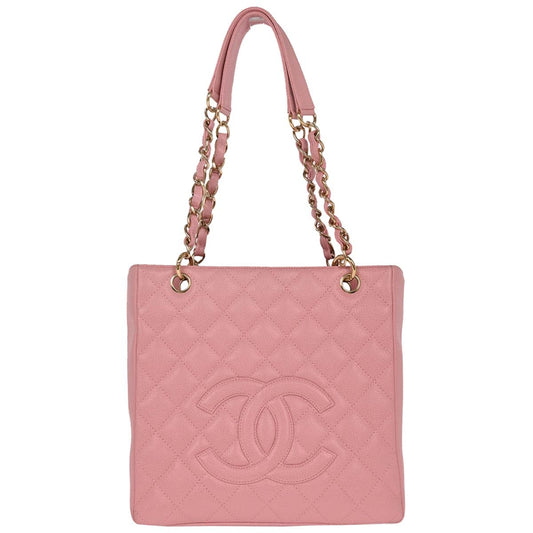 Chanel 2003-2004 Pink Caviar Petite Shopping Tote PST Chain Handbag