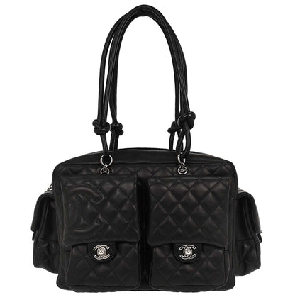 Chanel 2003-2004 Black Calfskin Cambon Ligne Reporter Bag