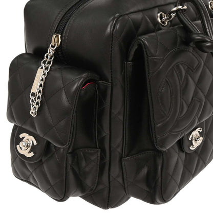 Chanel 2003-2004 Black Calfskin Cambon Ligne Reporter Bag