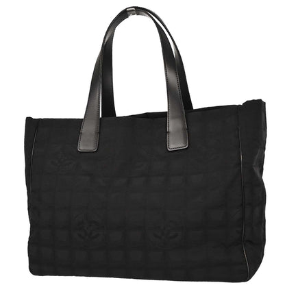 Chanel 2004-2005 Black Jacquard Nylon Travel Line Tote Handbag