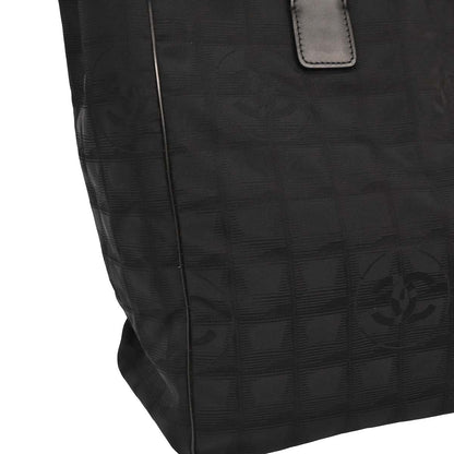 Chanel 2004-2005 Black Jacquard Nylon Travel Line Tote Handbag