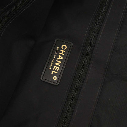 Chanel 2004-2005 Black Jacquard Nylon Travel Line Tote Handbag
