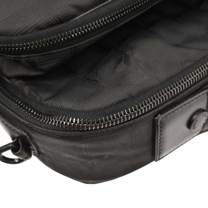 Chanel 2001-2003 Black Jacquard Nylon Travel Line 2way Shoulder Business Bag