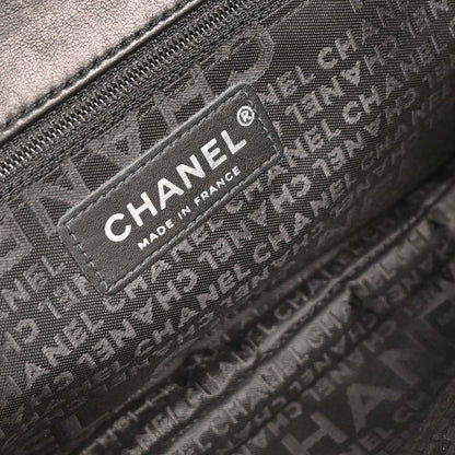 Chanel 2004-2005 Black Patent Leather Choco Bar Shoulder Bag