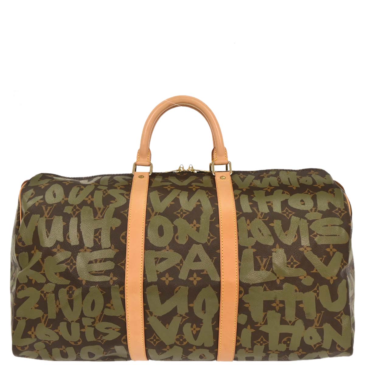 Louis Vuitton Khaki Monogram Graffiti Keepall 50 Duffle Bag M92196