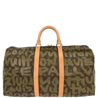 Louis Vuitton Khaki Monogram Graffiti Keepall 50 Duffle Bag M92196