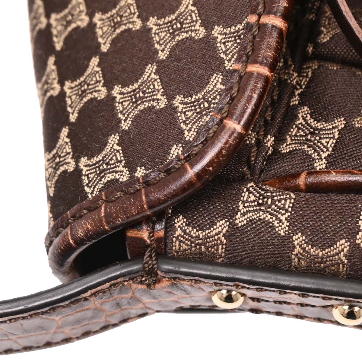 Celine Brown Canvas Macadam Tassel Handbag