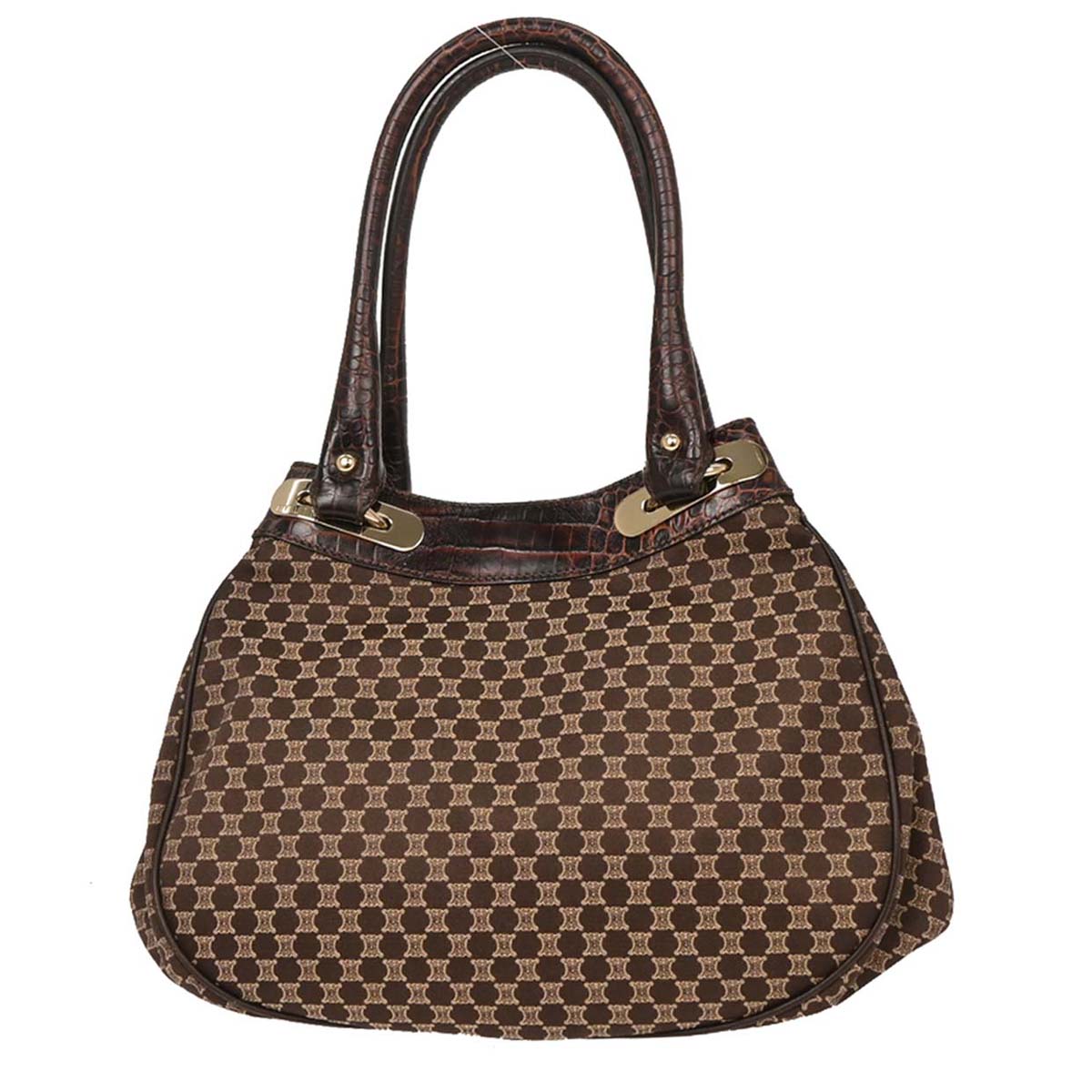 Celine Brown Canvas Macadam Tassel Hobo Handbag