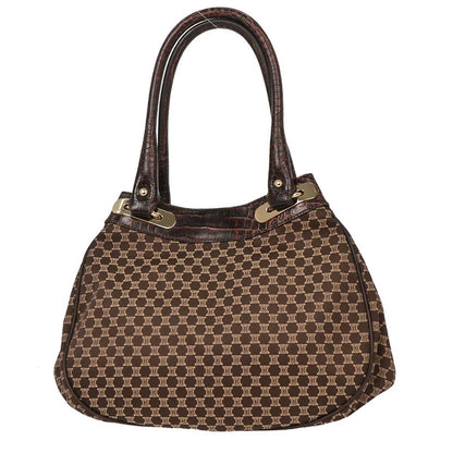 Celine Brown Canvas Macadam Tassel Hobo Handbag