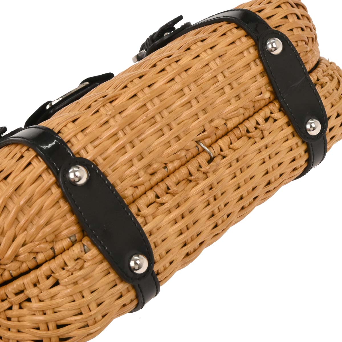 Salvatore Ferragamo Beige Rattan Vara Bow Basket Handbag