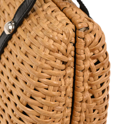 Salvatore Ferragamo Beige Rattan Vara Bow Basket Handbag