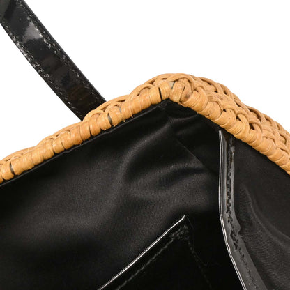 Salvatore Ferragamo Beige Rattan Vara Bow Basket Handbag