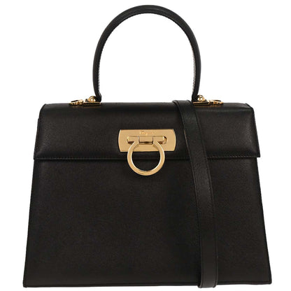 Salvatore Ferragamo Black Gancini 2way Shoulder Handbag
