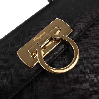 Salvatore Ferragamo Black Gancini 2way Shoulder Handbag