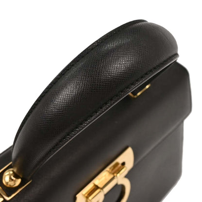 Salvatore Ferragamo Black Gancini 2way Shoulder Handbag