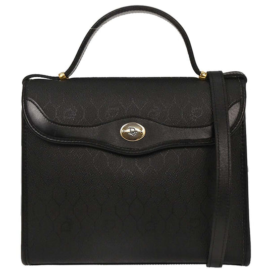 Christian Dior Black PVC Leather Honeycomb 2way Shoulder Handbag