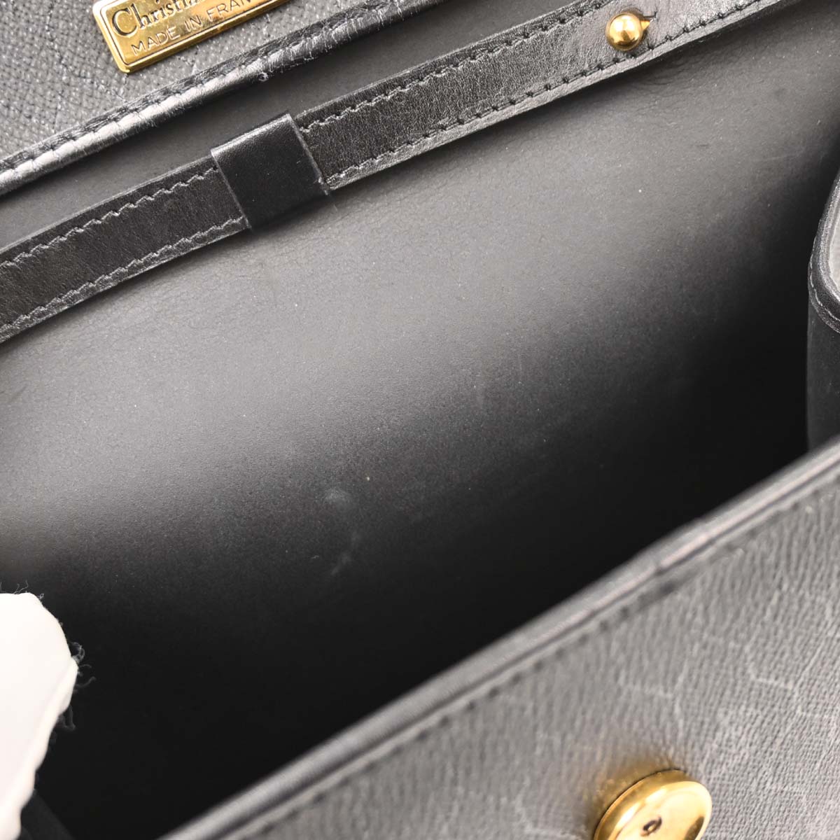 Christian Dior Black PVC Leather Honeycomb 2way Shoulder Handbag