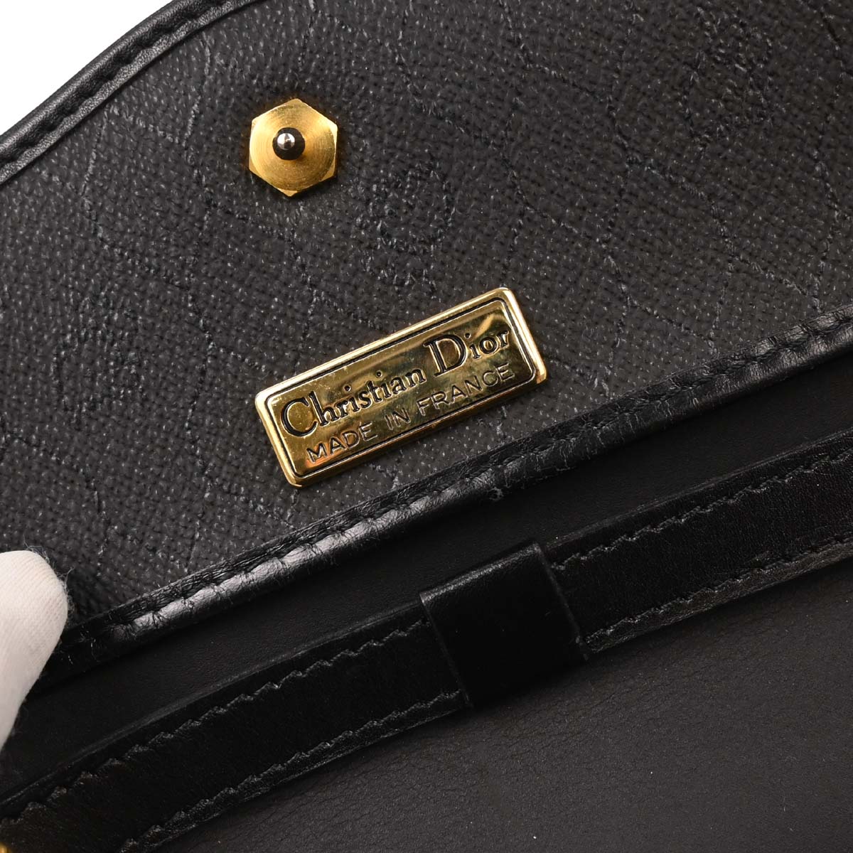 Christian Dior Black PVC Leather Honeycomb 2way Shoulder Handbag