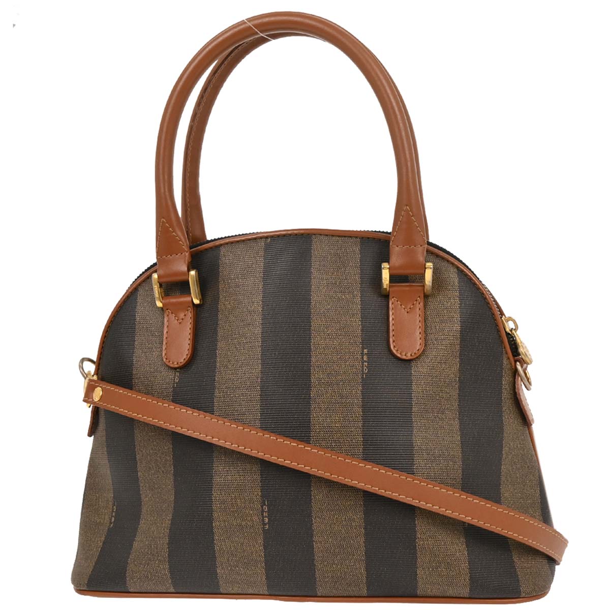 Fendi Brown Black Pequin 2way Shoulder Handbag