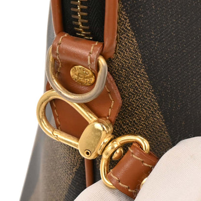 Fendi Brown Black Pequin 2way Shoulder Handbag