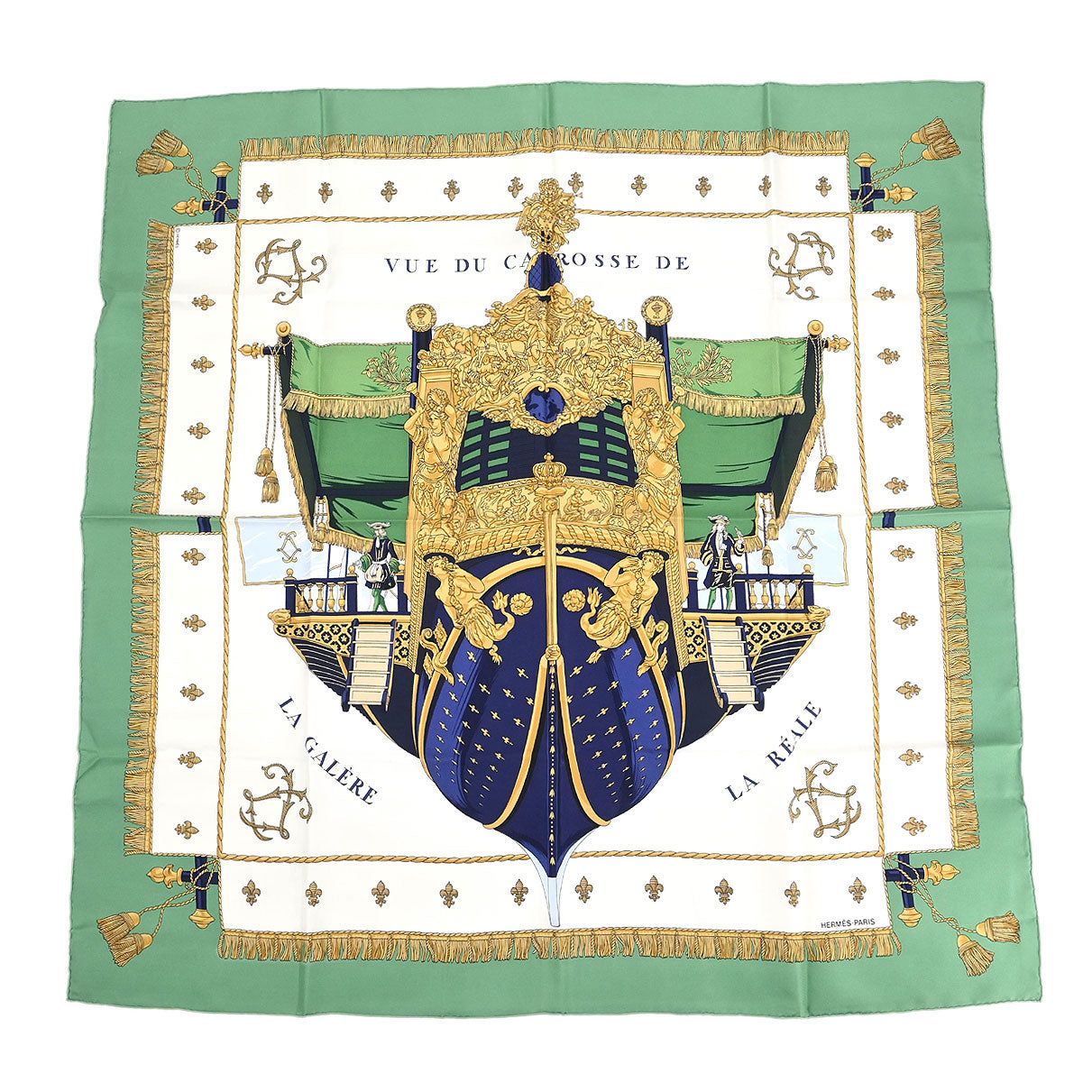 Hermes Scarf Carre 90 Vue du Carrosse de la Galère la Réale Small Good