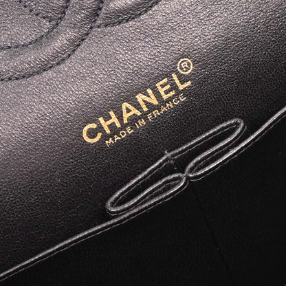 Chanel 2001-2003 Black Canvas COCO Medium Classic Double Flap Shoulder Bag