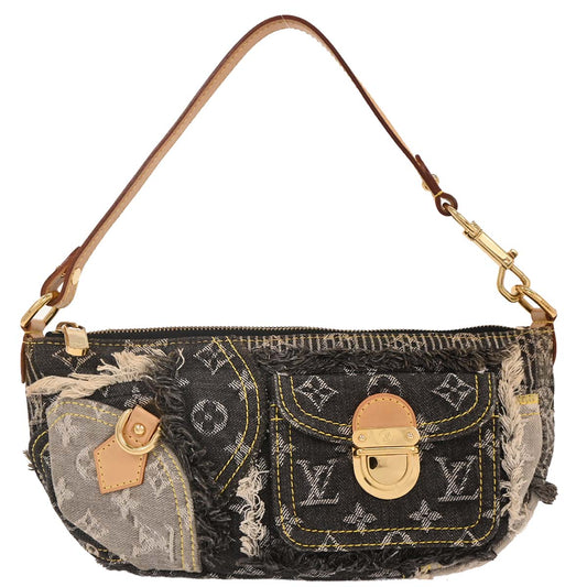 Louis Vuitton Black Monogram Denim Patchwork Pouchy Handbag M95383