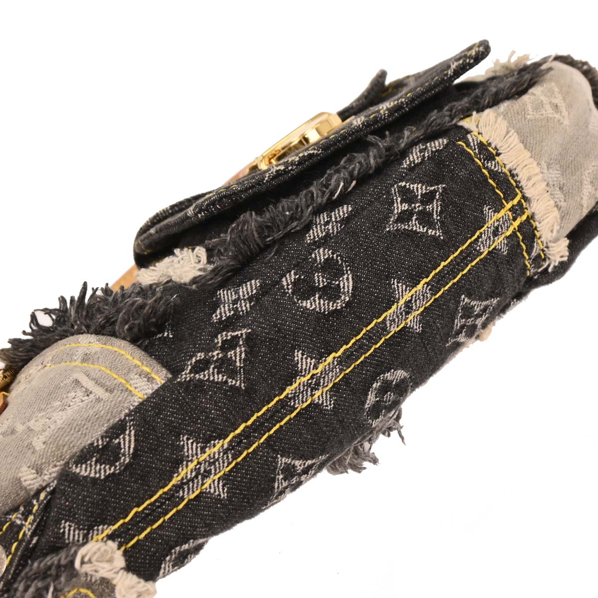 Louis Vuitton Black Monogram Denim Patchwork Pouchy Handbag M95383