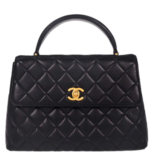 Chanel 1996-1997 Navy Lambskin Top Handle Handbag