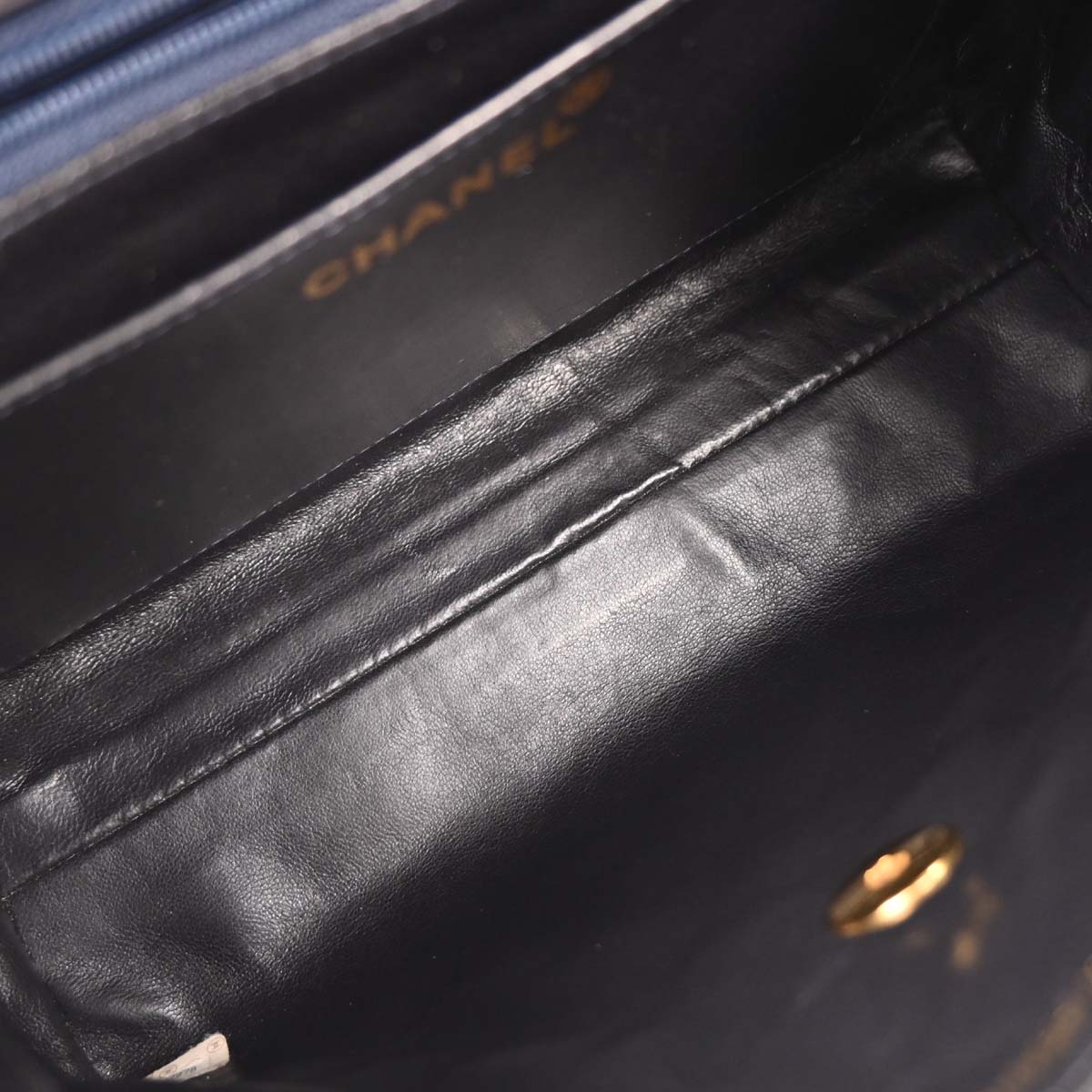 Chanel 1996-1997 Navy Lambskin Top Handle Handbag