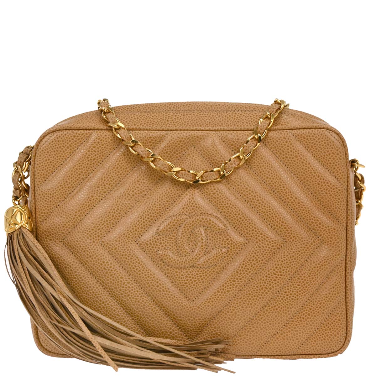 Chanel 1991-1994 Beige Caviar Camera Bag Small
