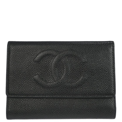 Chanel 2001-2003 Black Caviar Trifold Wallet